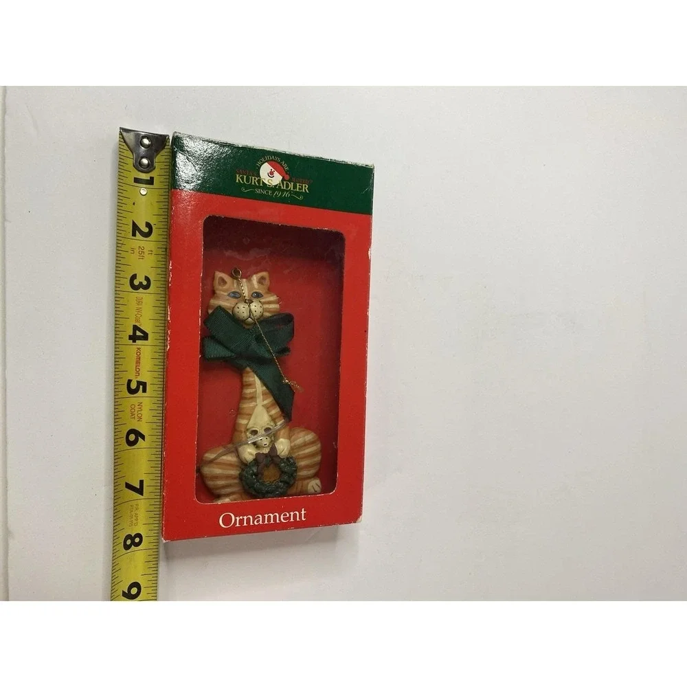 Kurt S Adler‎ Santa's World Orange Tabby Cat Mouse Ornament Resin 4.5 in